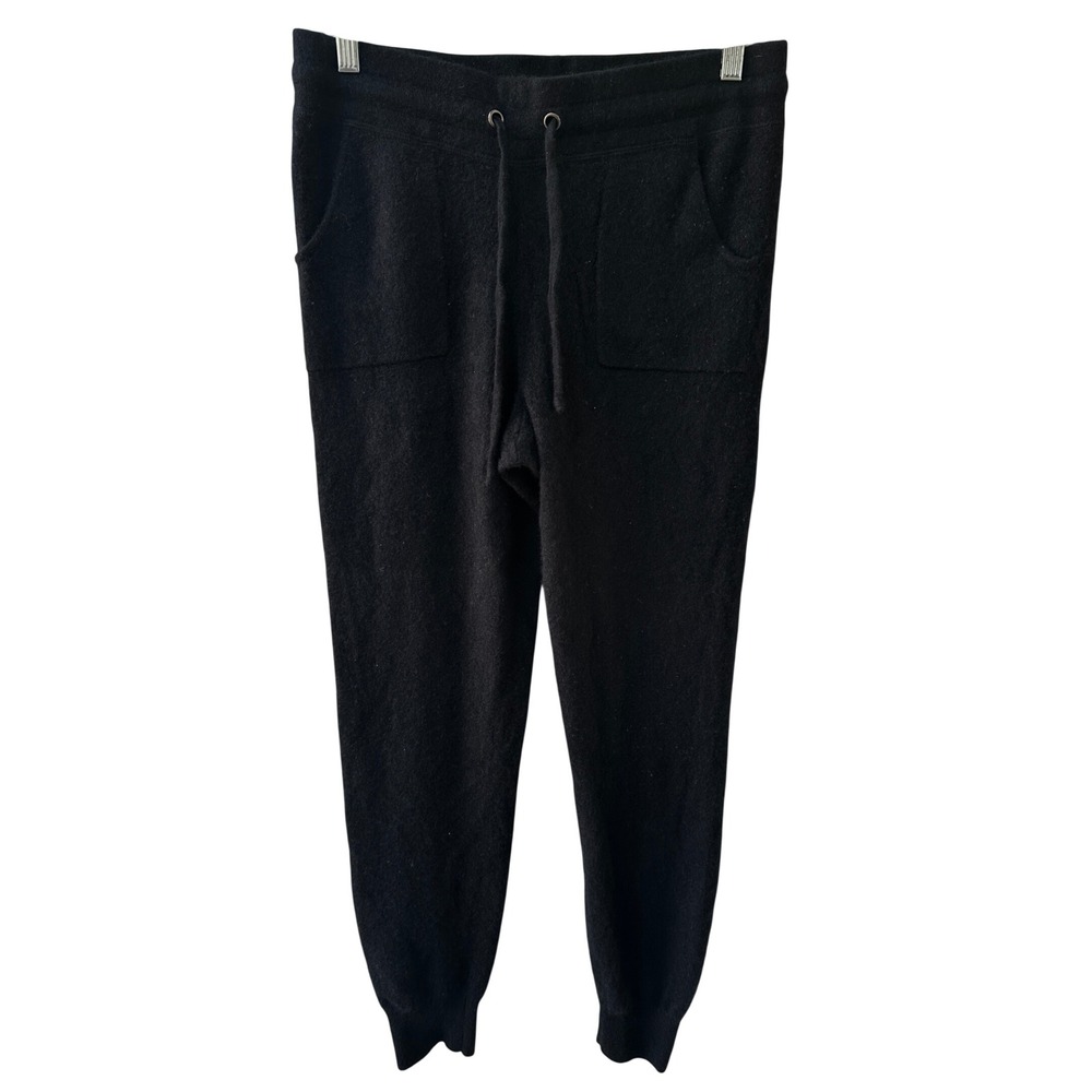 C by Bloomingdale's 100% Cashmere Joggers Black Knit Lounge Pants Medium